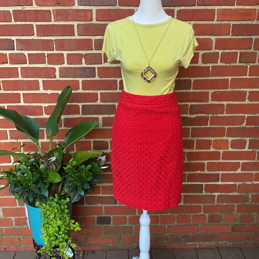 J Crew Red Pencil Skirt